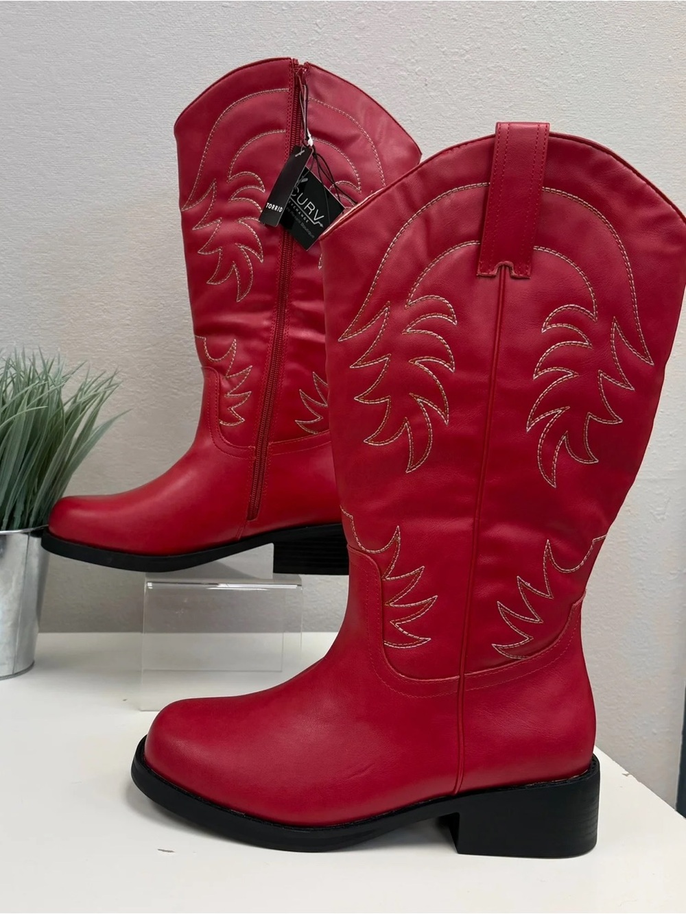 Torrid Red Block Heel Western Boots - New! - Size 10WW - Picture 4 of 7